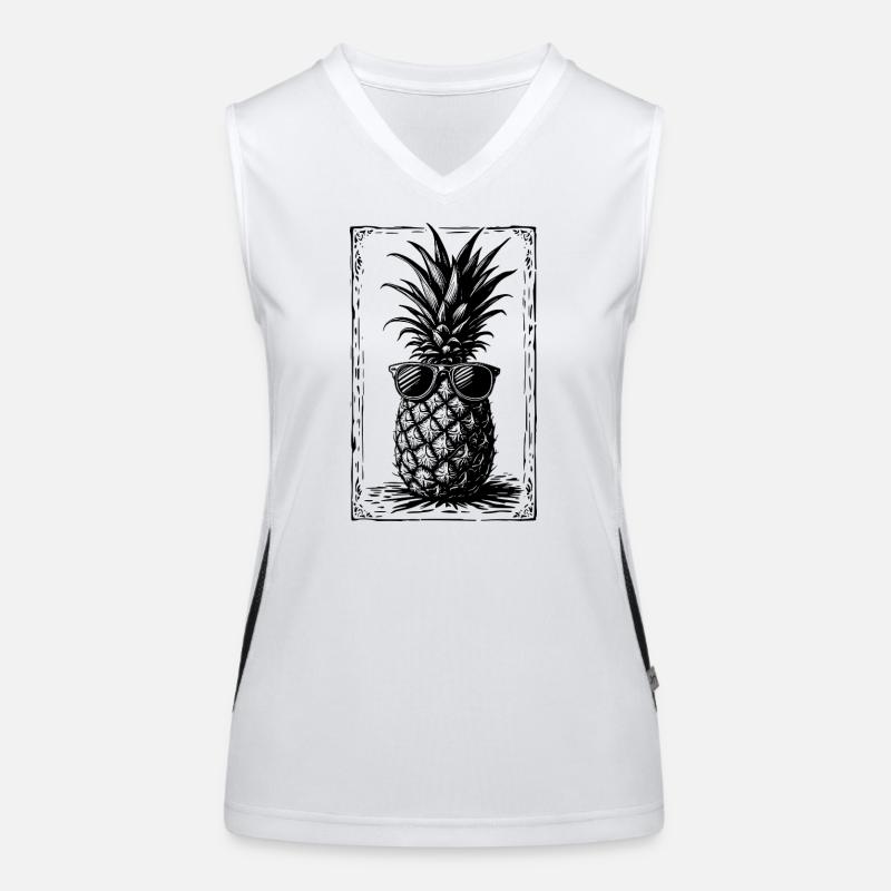 Cool Pineapple with Sunglasses Women's Functional Contrast Tank Top