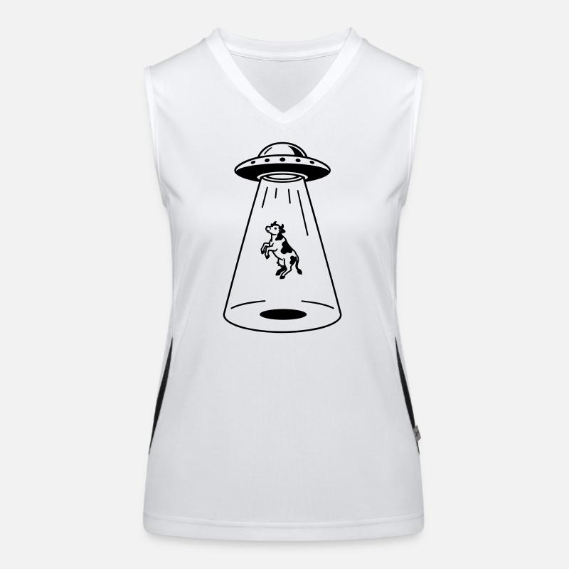 UFO mit Kuh Funktionelles Kontrast-Tank Top für Frauen