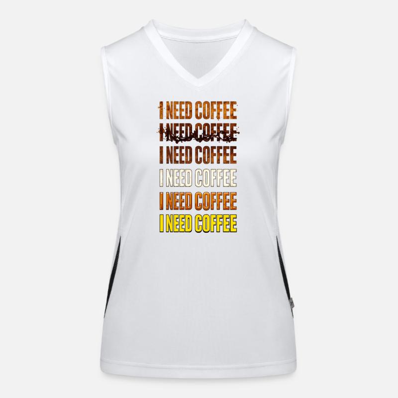 I Need Coffee – Color Gradient Text Women's Functional Contrast Tank Top