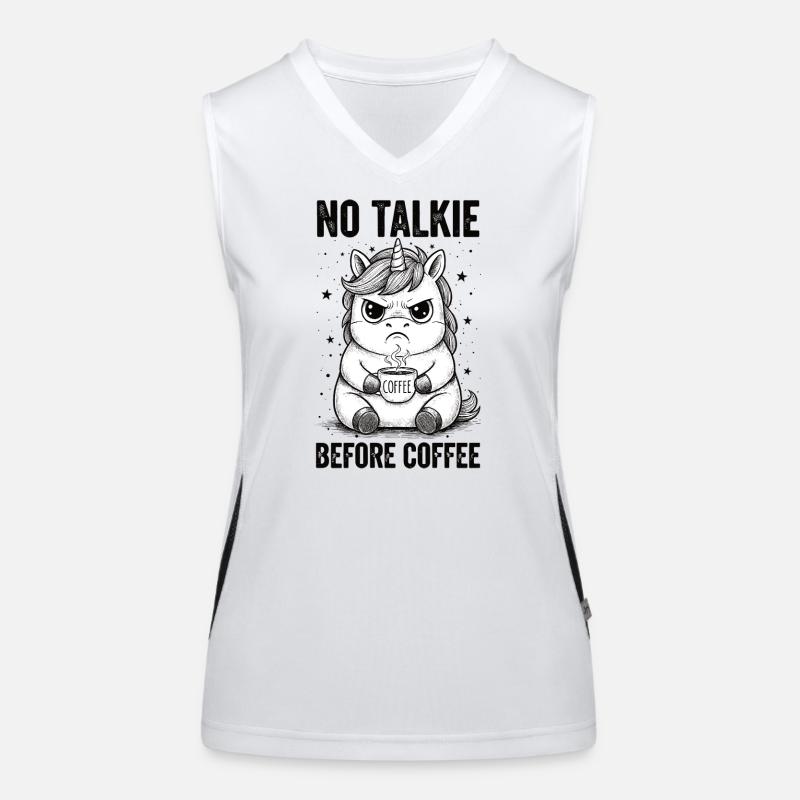 Kein Gespräch Vor Kaffee Liebhaber Einhorn Funktionelles Kontrast-Tank Top für Frauen