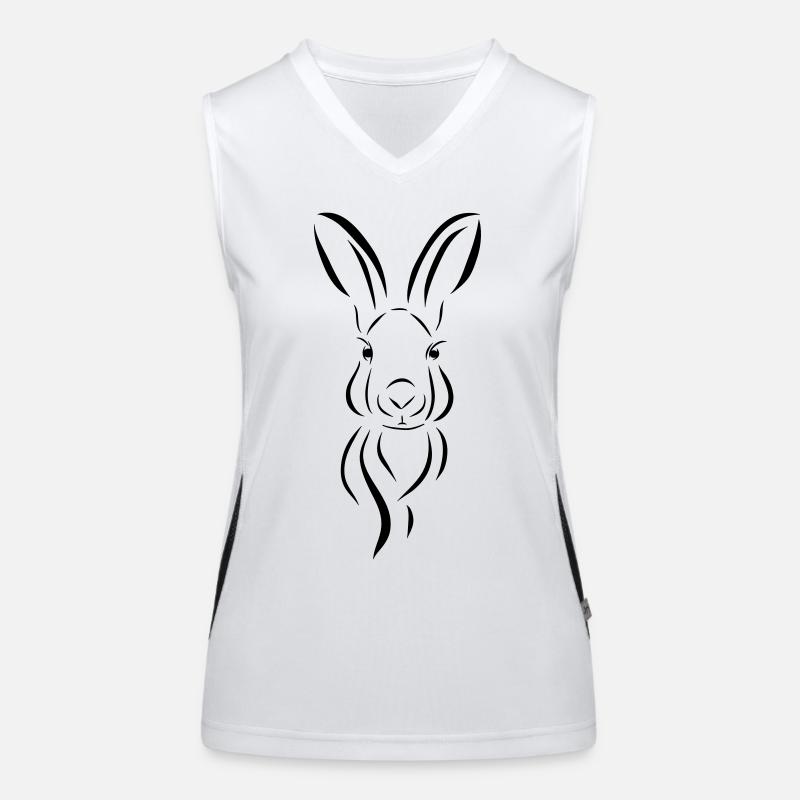Bunny head Illustrartion Hare spoon Women's Functional Contrast Tank Top