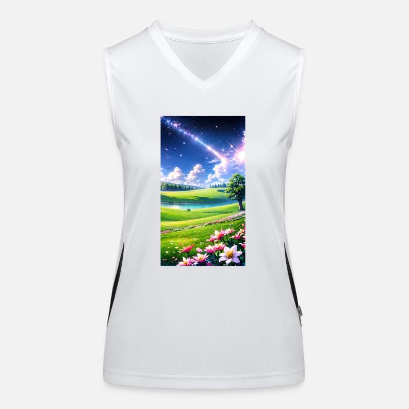Landschaft mit 4 Bereichen, Generative KI Funktionelles Kontrast-Tank Top für Frauen