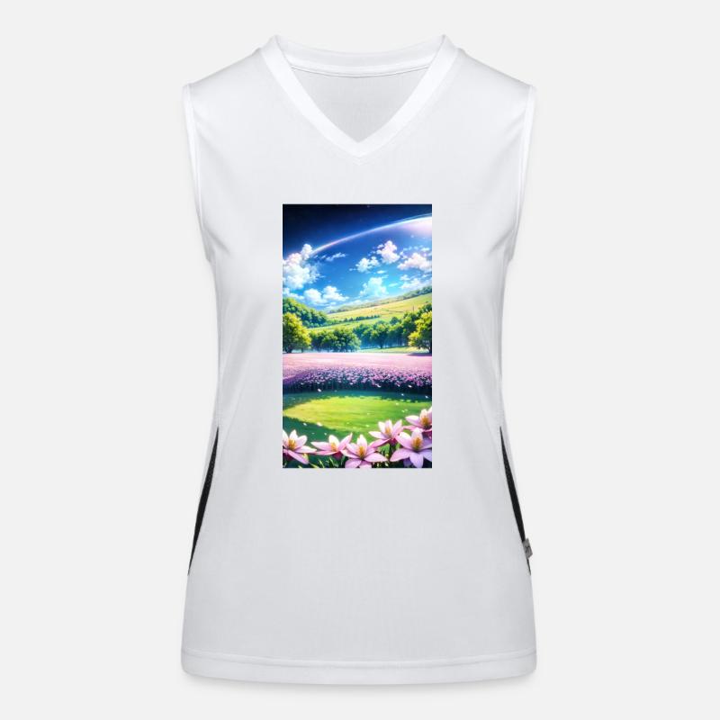 Landschaft mit 4 Bereichen, Generative KI Funktionelles Kontrast-Tank Top für Frauen