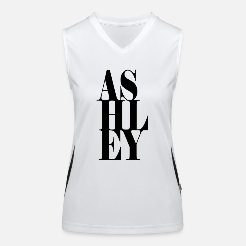 Ashley Surname First name Modern font Word Art Women's Functional Contrast Tank Top