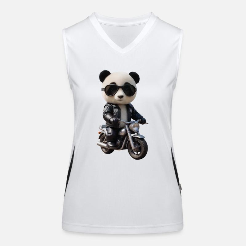 Biker Panda Funktionelles Kontrast-Tank Top für Frauen