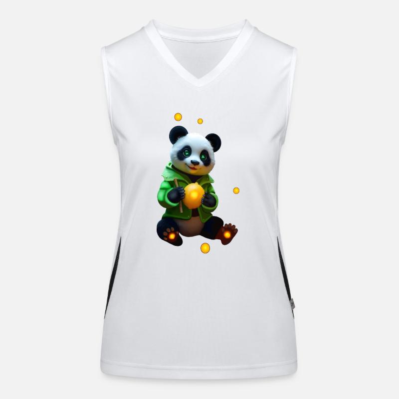 Cyber Panda With Neon Lemon Women's Functional Contrast Tank Top