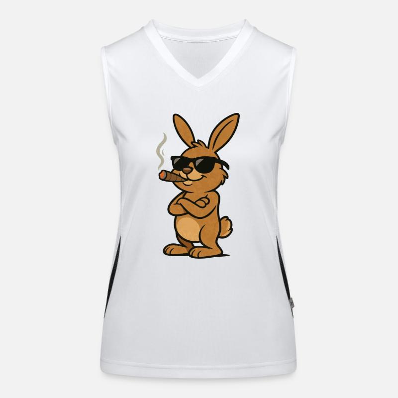 bunny cigar comic Women's Functional Contrast Tank Top