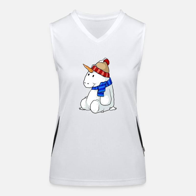 Einhorn Schneemann Comic Funktionelles Kontrast-Tank Top für Frauen