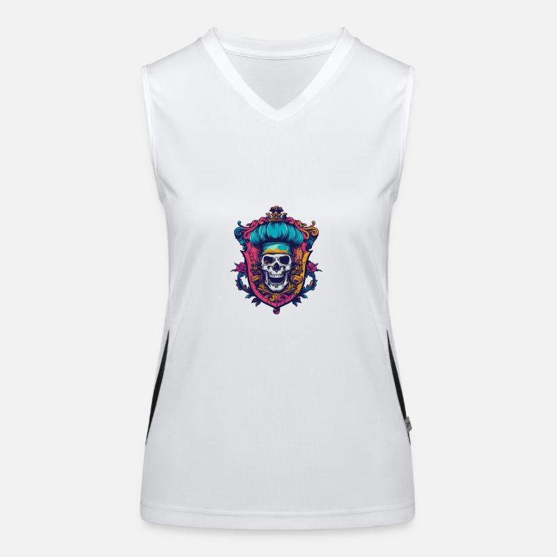 Skull Skeleton Chef Women's Functional Contrast Tank Top