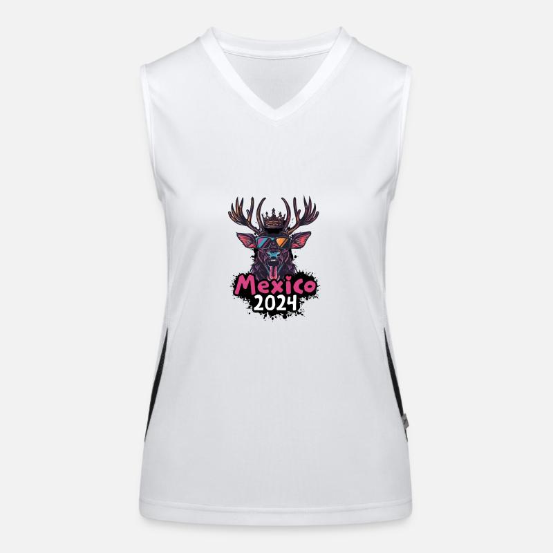 Mexiko 2024 Hirsch Funktionelles Kontrast-Tank Top für Frauen
