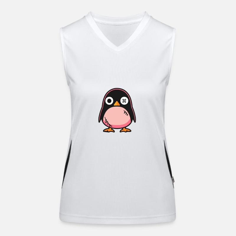 Pinguin Halloween Comic Zombie Funktionelles Kontrast-Tank Top für Frauen