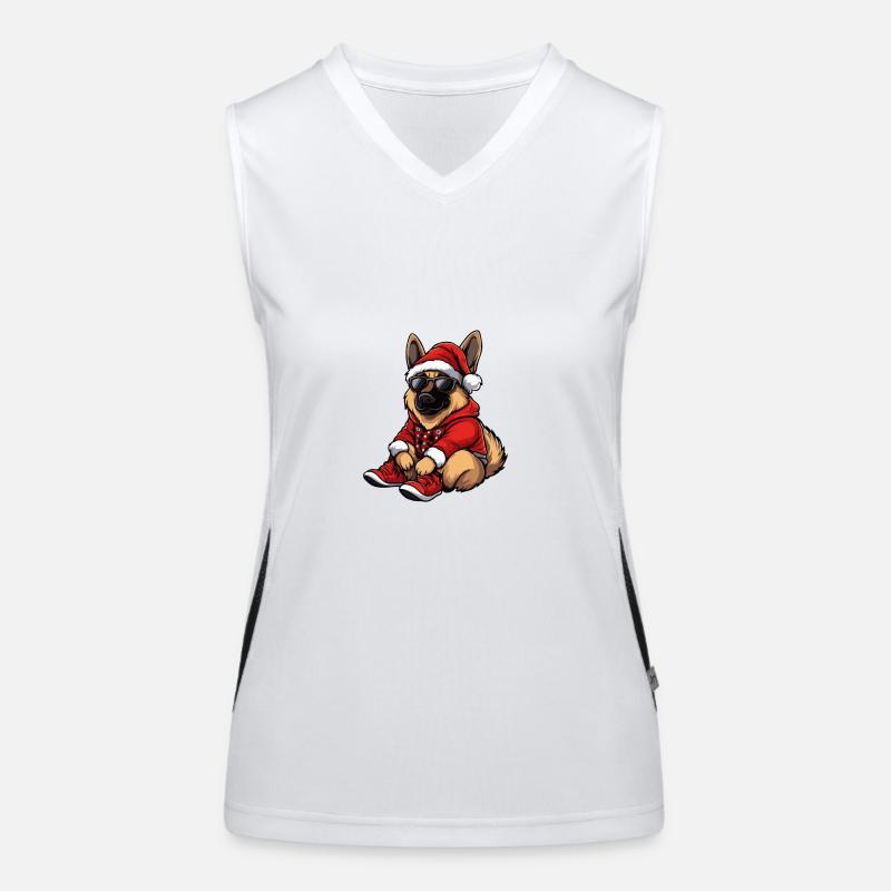 German Shepherd Dog Christmas X-Mas Women's Functional Contrast Tank Top