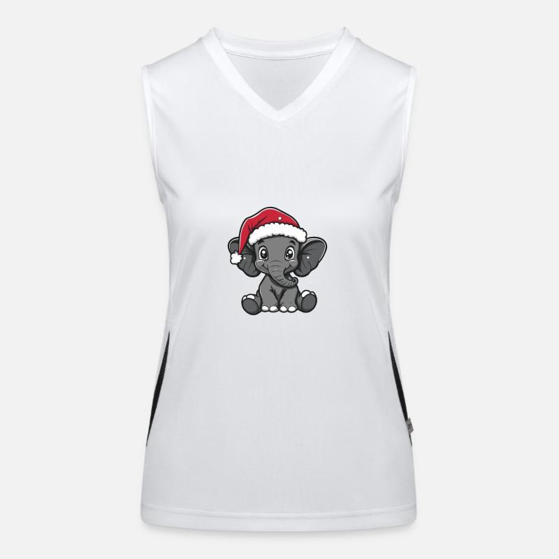 Éléphant Noël Bande Dessinée Noël Débardeur respirant contrasté Femme