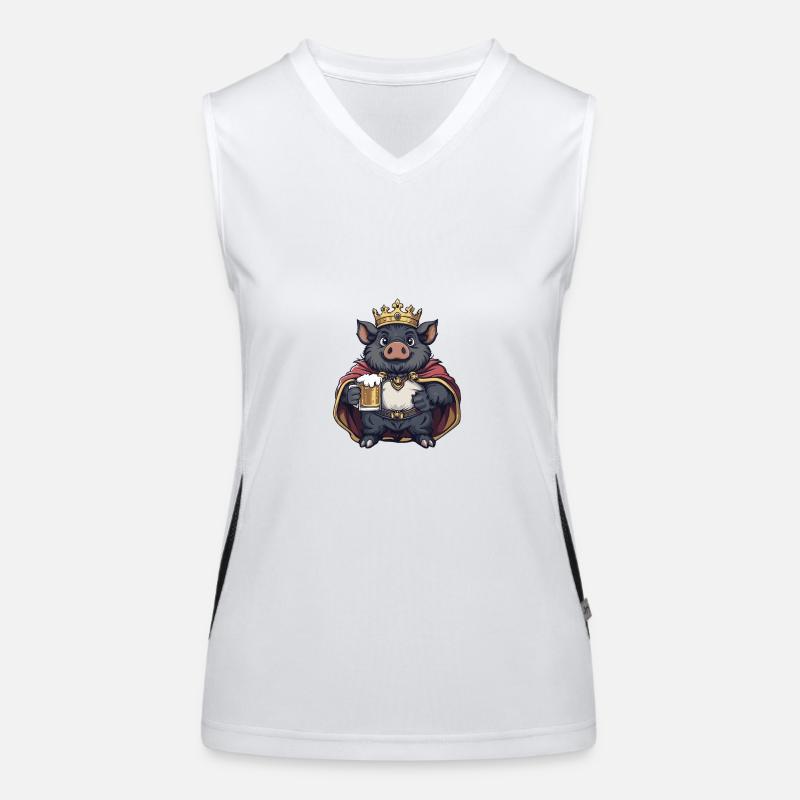 Schwein Bier Lustig Wildschwein Funktionelles Kontrast-Tank Top für Frauen