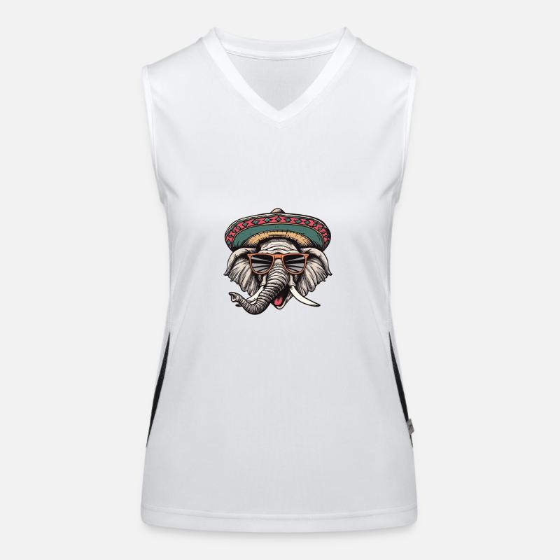 Elephant Comic Funny Sombrero Women's Functional Contrast Tank Top