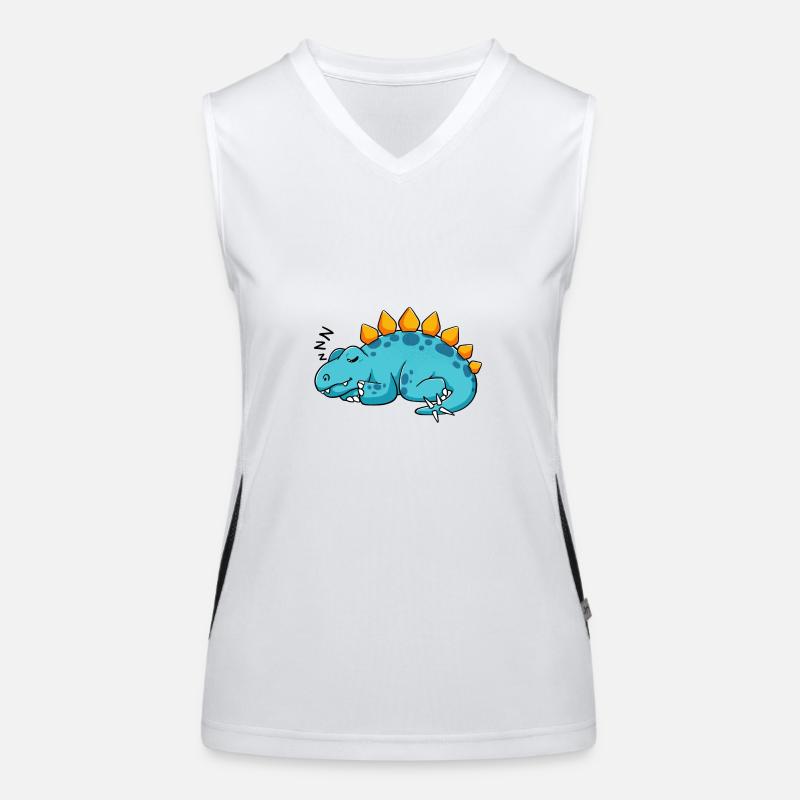 Dino schläft süß niedlich Geschenkidee Dinosaurier Funktionelles Kontrast-Tank Top für Frauen