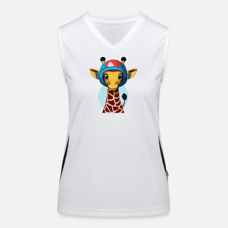 Space Giraffe with Helmet Women's Functional Contrast Tank Top