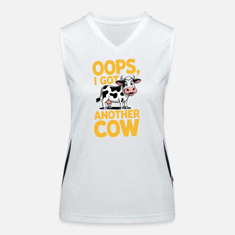 Oops I Got Another Cow | Funny Farming Pun Funktionelles Kontrast-Tank Top für Frauen