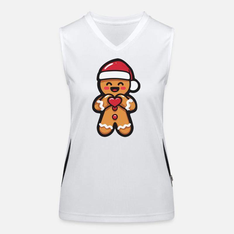 Kawaii Lebkuchenmann Herz Weihnachten Funktionelles Kontrast-Tank Top für Frauen