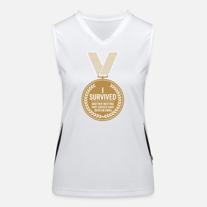 I Survived Another Meeting Email Home Office Office Women's Functional Contrast Tank Top