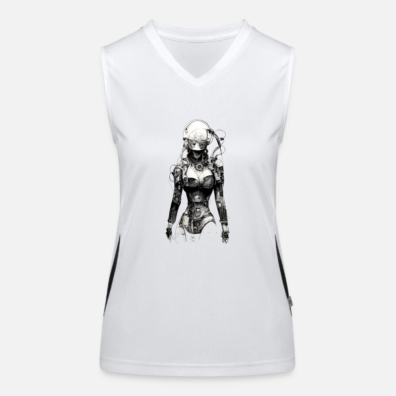 technical drawing cyborg Women's Functional Contrast Tank Top