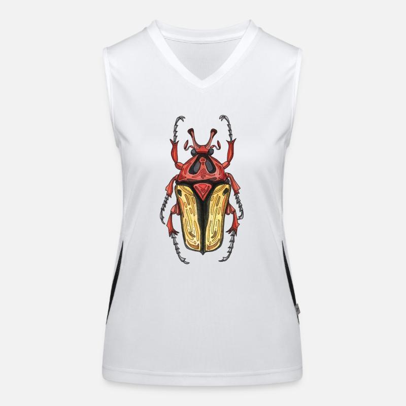 Big Beetle Stag - giant beetle deer - Women's Functional Contrast Tank Top - white/black