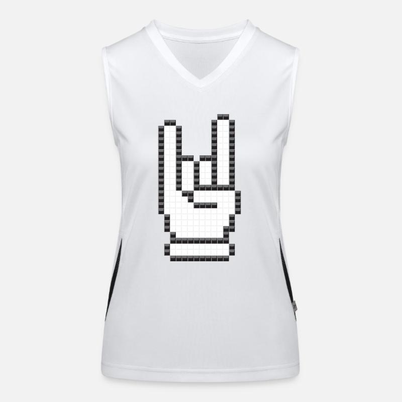 Zeichen der Hörner (Pixelated) Funktionelles Kontrast-Tank Top für Frauen