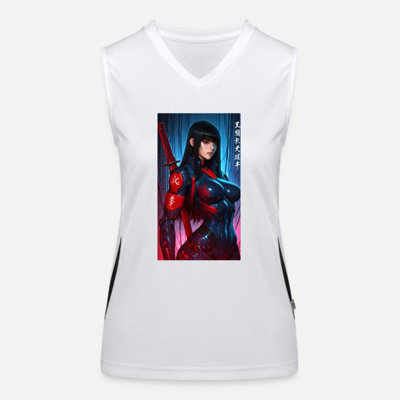 3D Sci-Fi Cyberpunk Samurai Warrior with Katana Women's Functional Contrast Tank Top