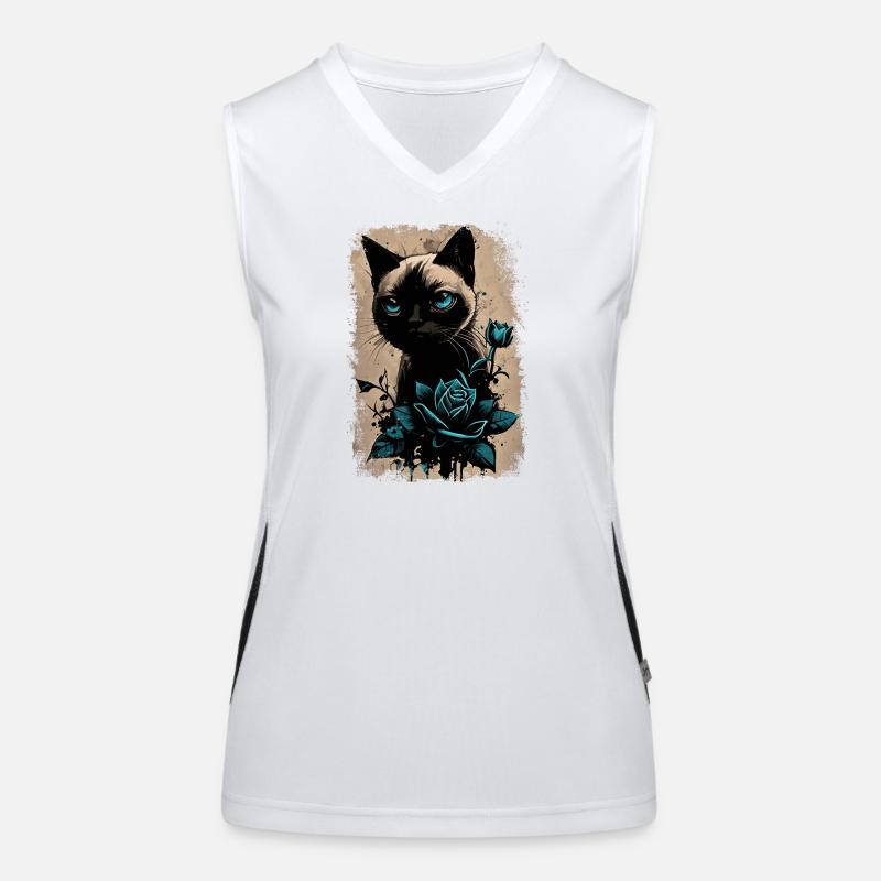 Siamkatze mit Blume Funktionelles Kontrast-Tank Top für Frauen