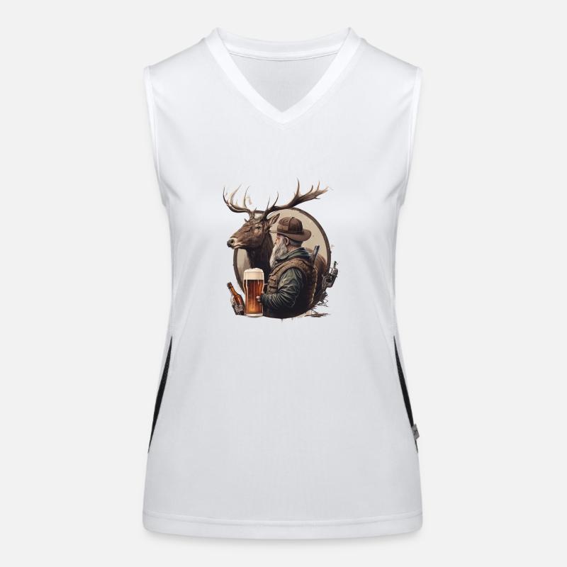 Hunter drinks beer Women's Functional Contrast Tank Top