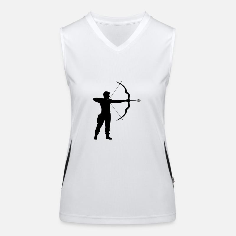 Bogenschießen Mann Symbol Funktionelles Kontrast-Tank Top für Frauen