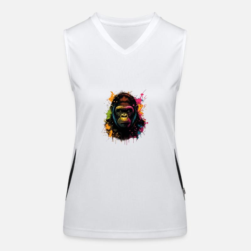 Colorful Gorilla Splash Art Expression Funktionelles Kontrast-Tank Top für Frauen