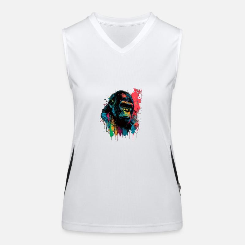 Colorful Gorilla Splash Art Expression Funktionelles Kontrast-Tank Top für Frauen