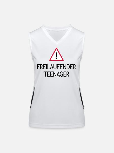Achtung Freilaufender Teenager - Funktionelles Kontrast-Tank Top für Frauen - Weiß/Schwarz - Vorne