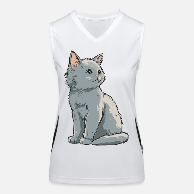 Illustration de chaton en velours gris Débardeur respirant contrasté Femme