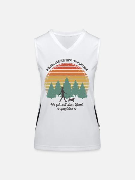 Frauchen Hund Gassi gehen Therapie Hundebesitzerin - Funktionelles Kontrast-Tank Top für Frauen - Weiß/Schwarz - Vorne