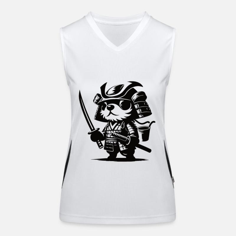 Conception mignonne de chien samouraï Débardeur respirant contrasté Femme