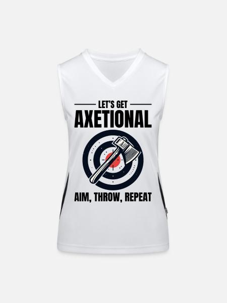 Axe axe de lancer Bullseye Aim Throw Repeat - Débardeur respirant contrasté Femme - blanc/noir - Devant