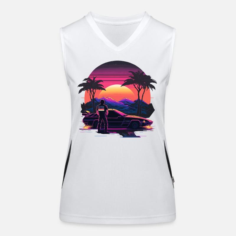 Vaporwave Sunset Women's Functional Contrast Tank Top
