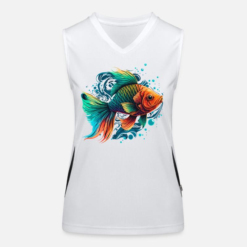 Regenbogenfisch Illustration Funktionelles Kontrast-Tank Top für Frauen