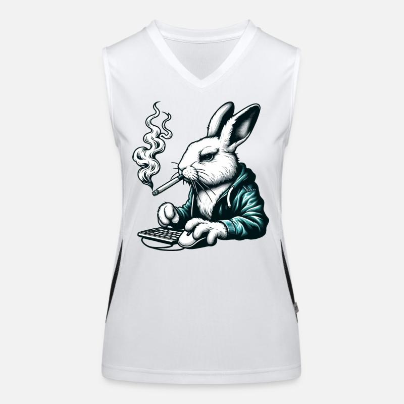 Rabbit Nerd Funny Animals Women's Functional Contrast Tank Top