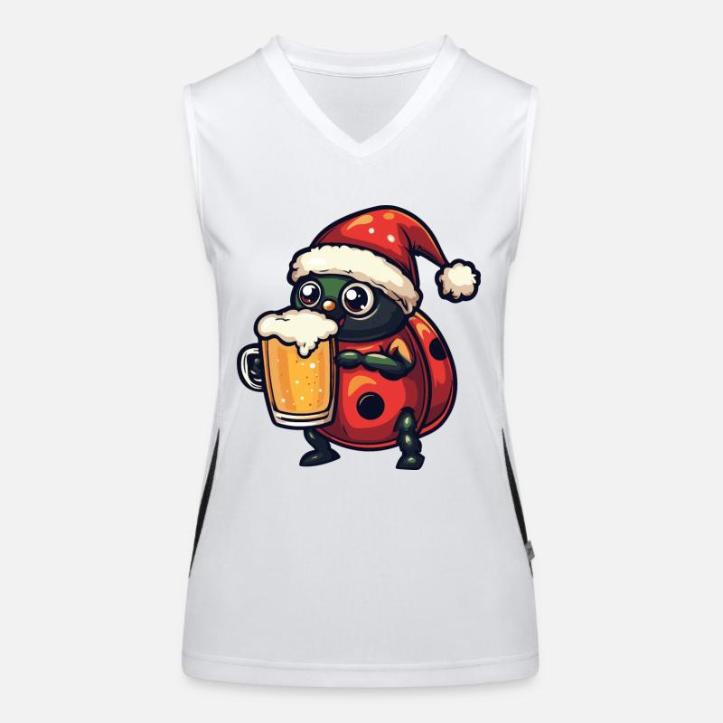 Marienkäfer Weihnachten Bier Funktionelles Kontrast-Tank Top für Frauen