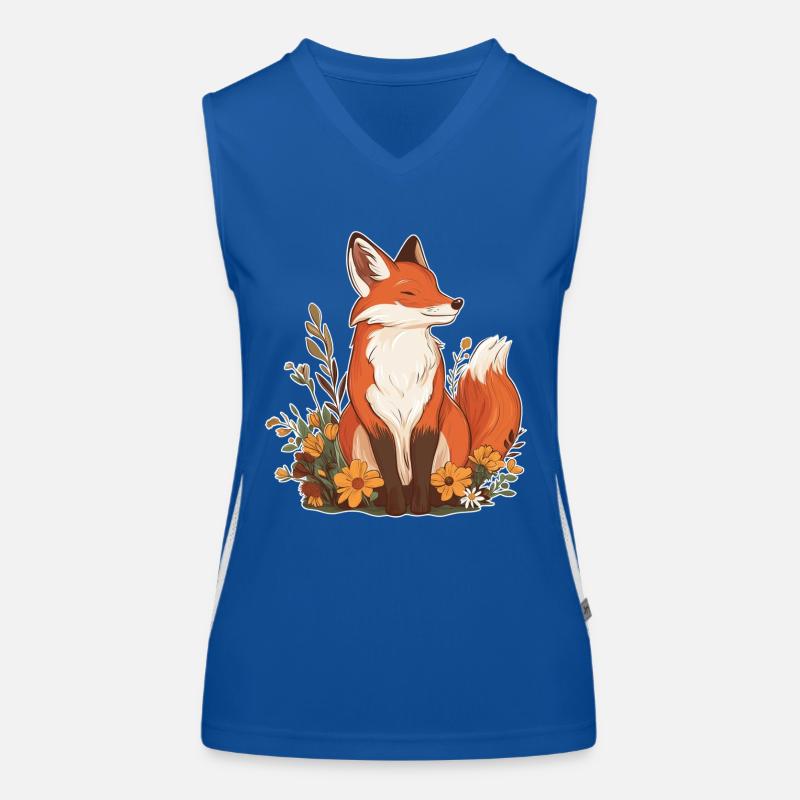 Fox with flowers Women's Functional Contrast Tank Top