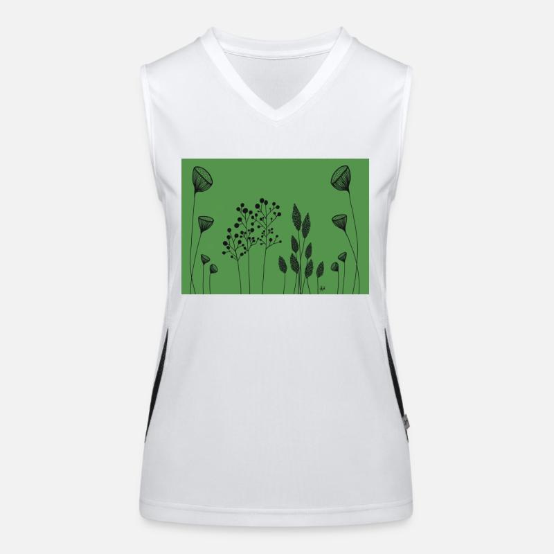 FIneline fleurs dessinant vert noir Débardeur respirant contrasté Femme