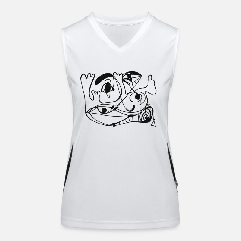 Drawing abstract face a line portrait Women's Functional Contrast Tank Top