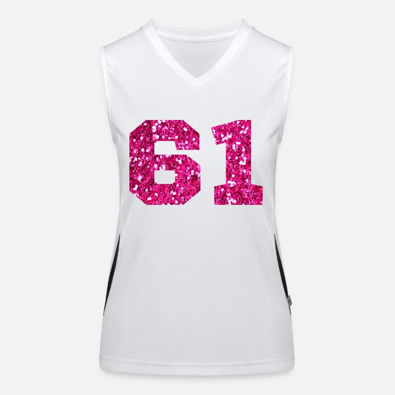 Nummer 61 Pink Glitter - 61. Geburtstag Funktionelles Kontrast-Tank Top für Frauen