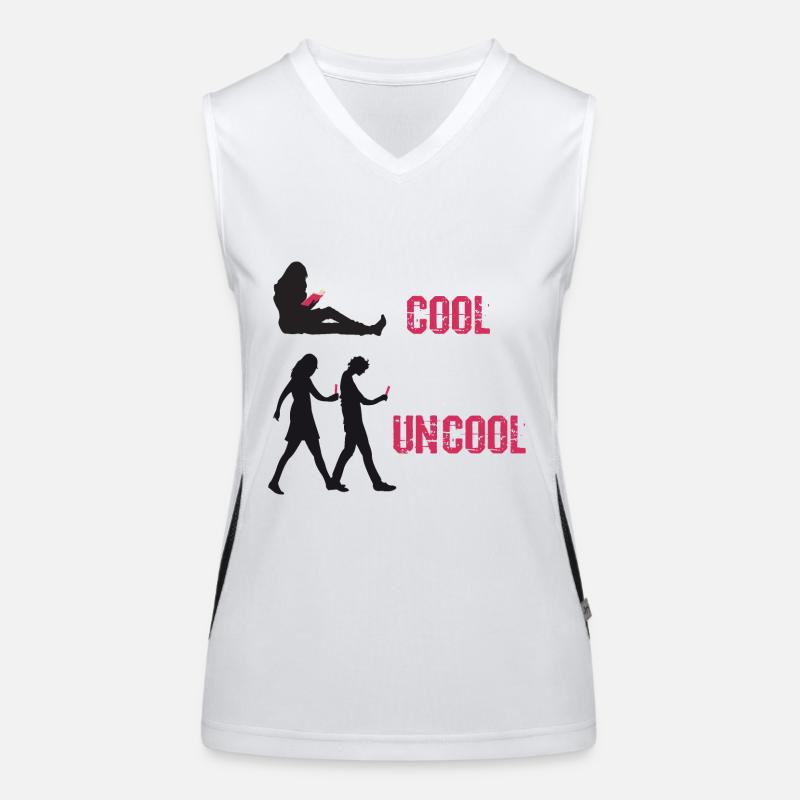 Book cool, Smartphone uncool Women's Functional Contrast Tank Top