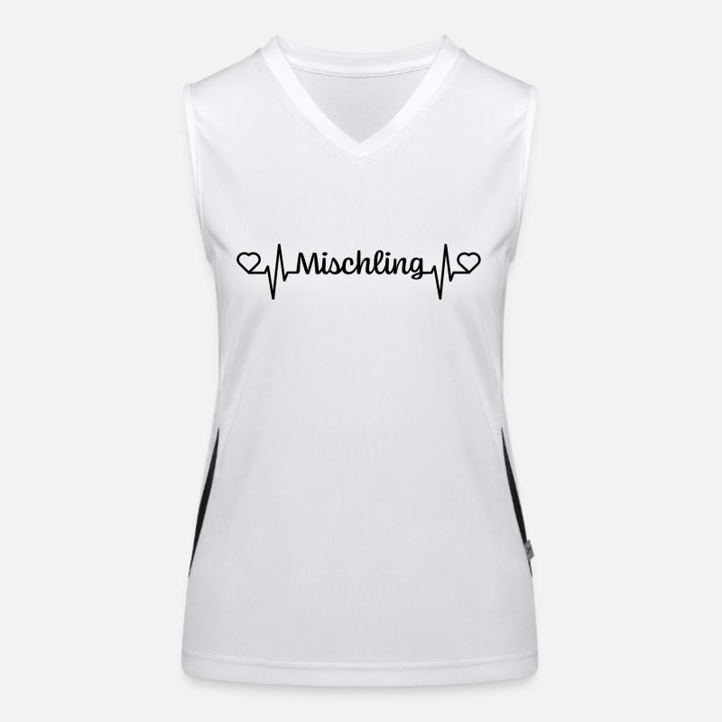 Heartbeat Mischling schwarz Herzschlag Funktionelles Kontrast-Tank Top für Frauen