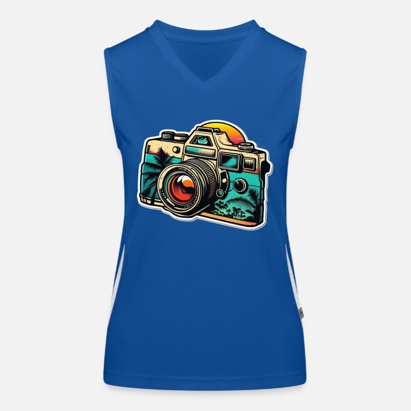 Retro Style Camera Women's Functional Contrast Tank Top