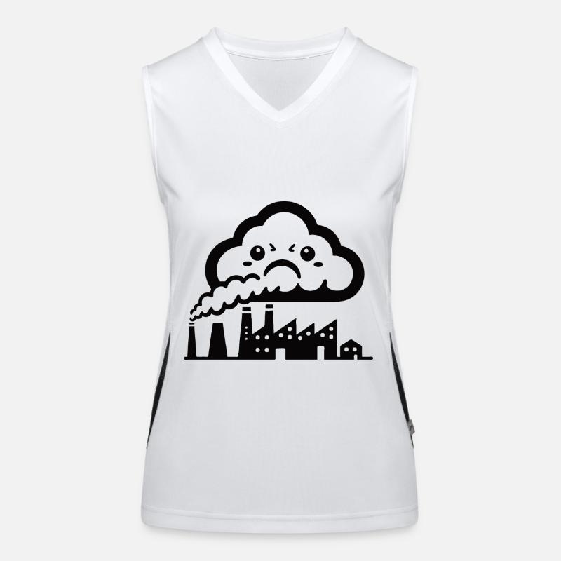 Carbon Dioxide CO₂ – Funny Cloud of Smoke Comic Design Women's Functional Contrast Tank Top